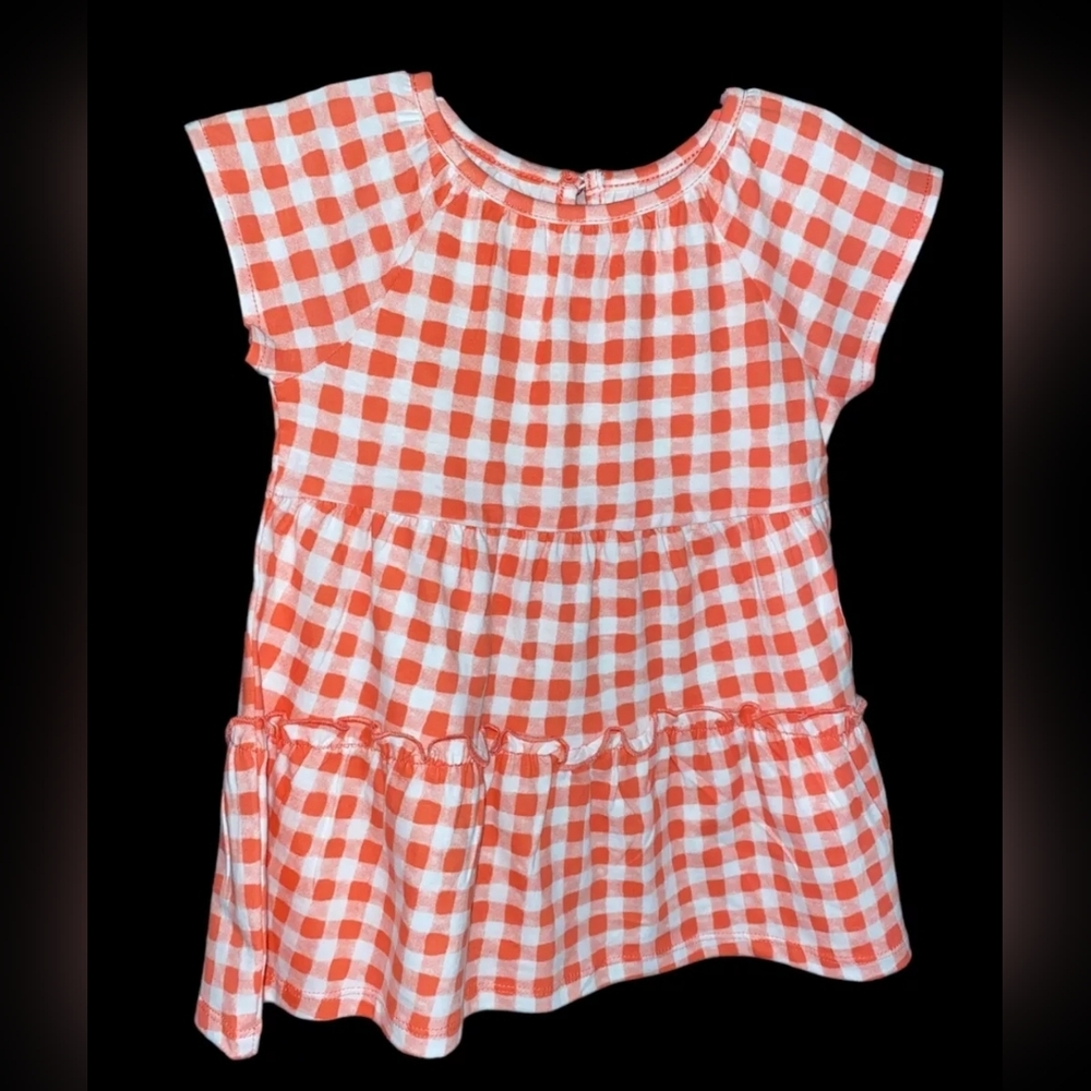 DIP- 12/18M- Girls- Pink/coral plaid design- dress with ruffles/frills GINGHAM